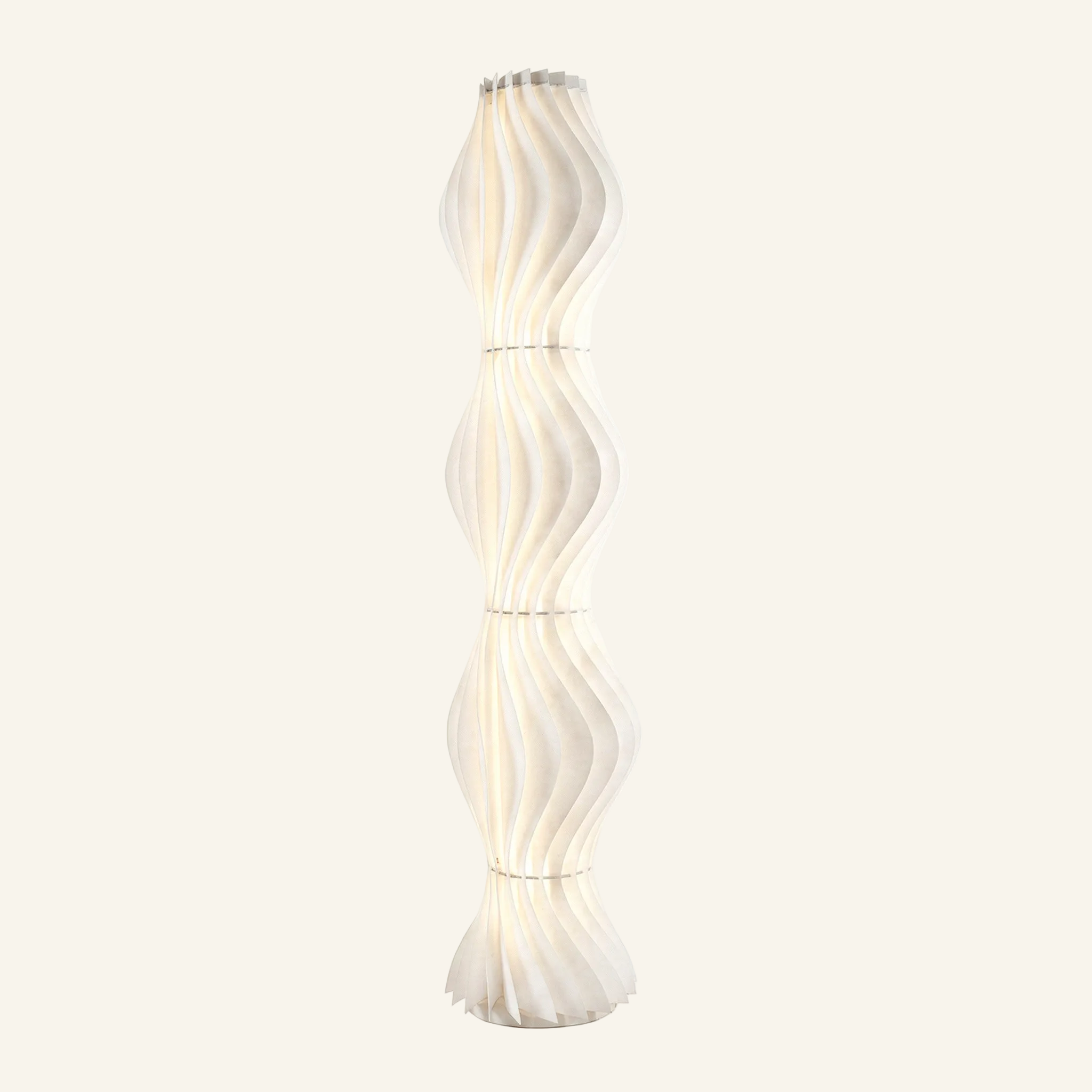 Tiered White Floor Lamp with Sculptural Skirt Shade
