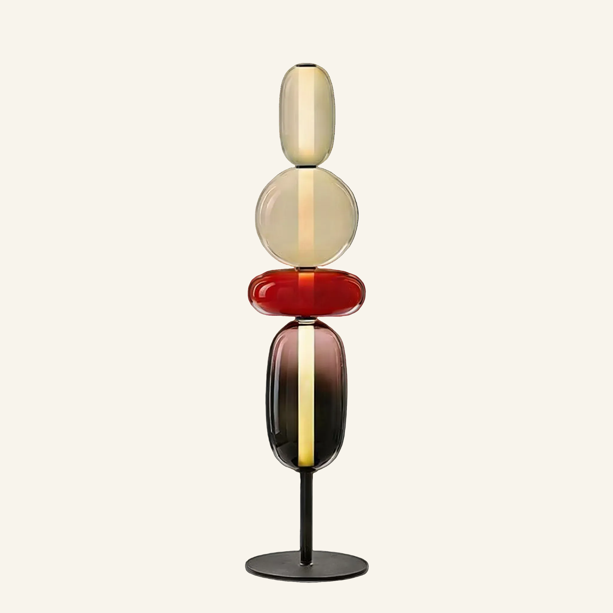 Sculptural Stacked Glass Cherry Pebble Floor Lamp